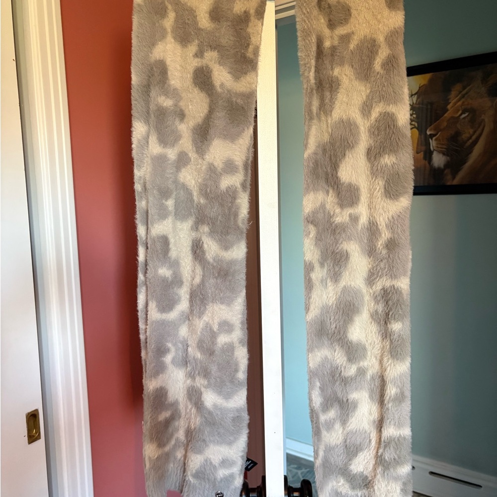 Express Gray Faux Fur Scarf